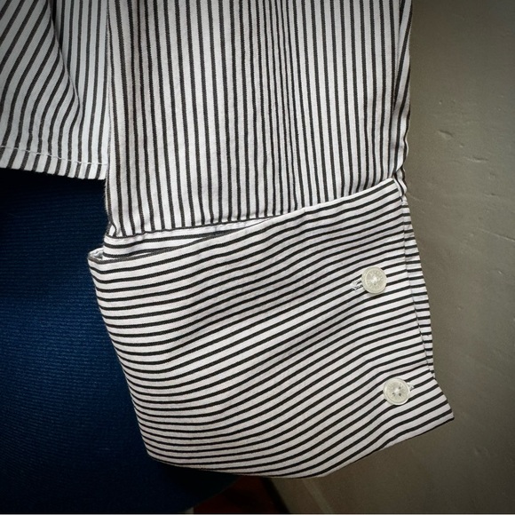 Refashioned Express Pin Striped Button Down Blouse with Tie Waist - Picture 4 of 9